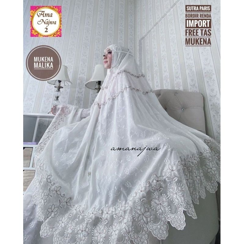 --kyi.fashion-- Mukena Dewasa Malika/Hasna motif polos bahan sutra paris mix renda premium