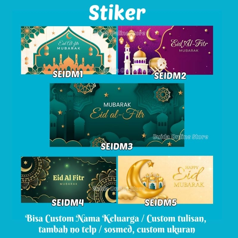 

Stiker Sticker Eid Al Fitr Mubarak Label Selamat Hari Raya Idul fitri segel kemasan toples dus box kotak paperbag Segel Packaging bisa custom tulisan tambah nama olshop sosmed no telp dll toples keranjang parcel
