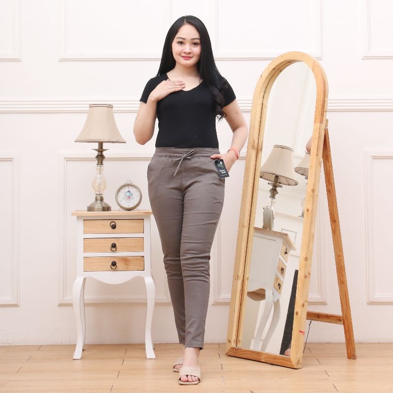 Celana Baggy Pants POLOS Twill Combed Strecth Premium Celana Panjang Chinos Wanita Stretch Tebal