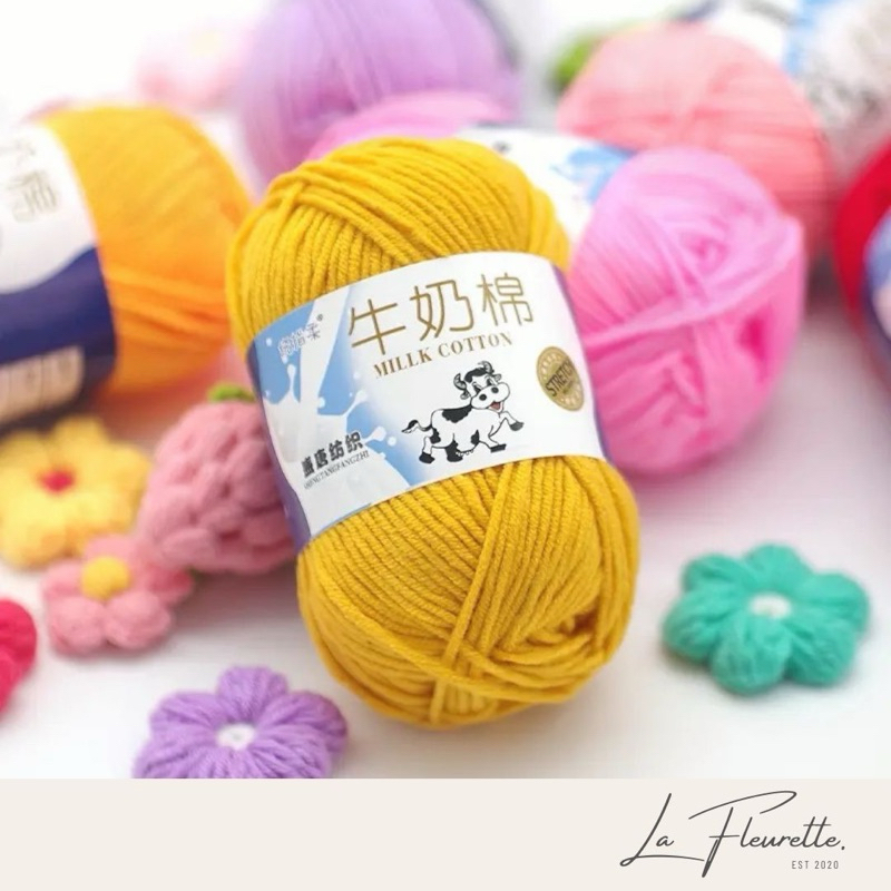 Benang Rajut Milk Cotton/Benang Katun Susu/Milk Cotton Yarn/Benang Milk Cotton (55-90)