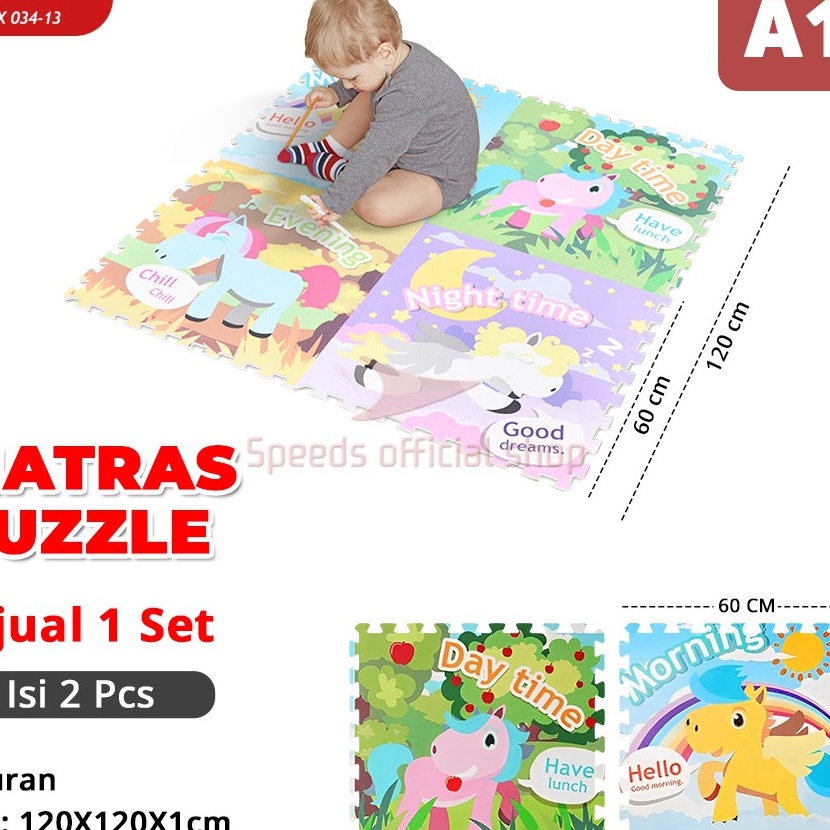 Bonus SPEEDS Evamat 3x3cm 2mm Matras Puzzle Karpet Puzzle Matras Eva Alas Lantai Bongkar Pasang 3413