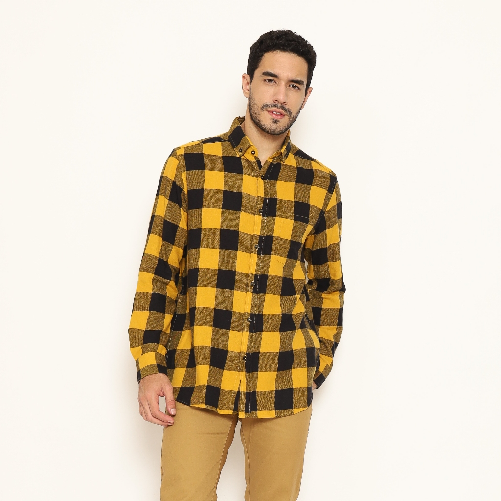 Schoeller Kemeja Lengan Panjang Flannel Mustard