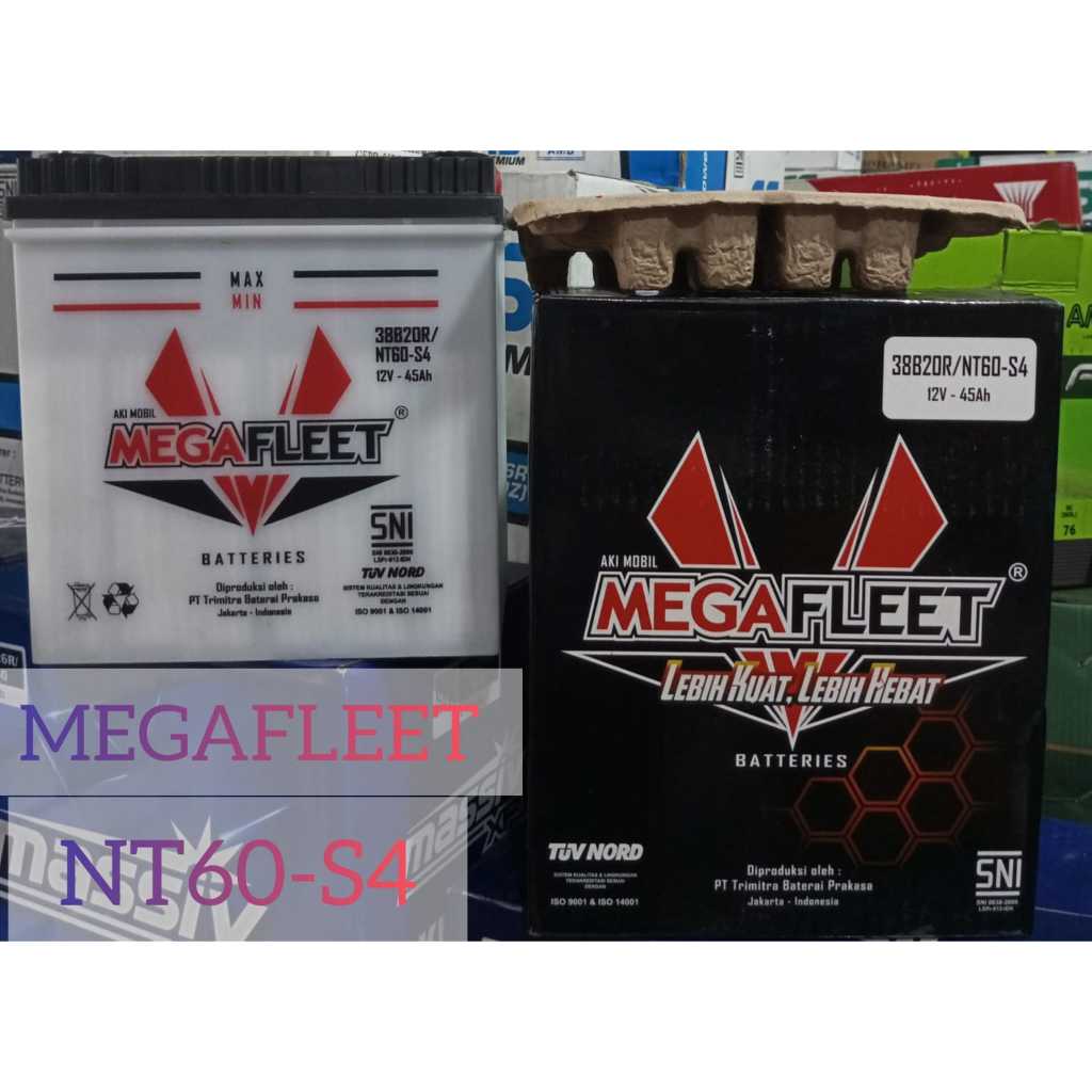 Aki mobil avanza, xenia, terios, rush, luxio APV NT60-S4 12v45ah megafleet aki basah