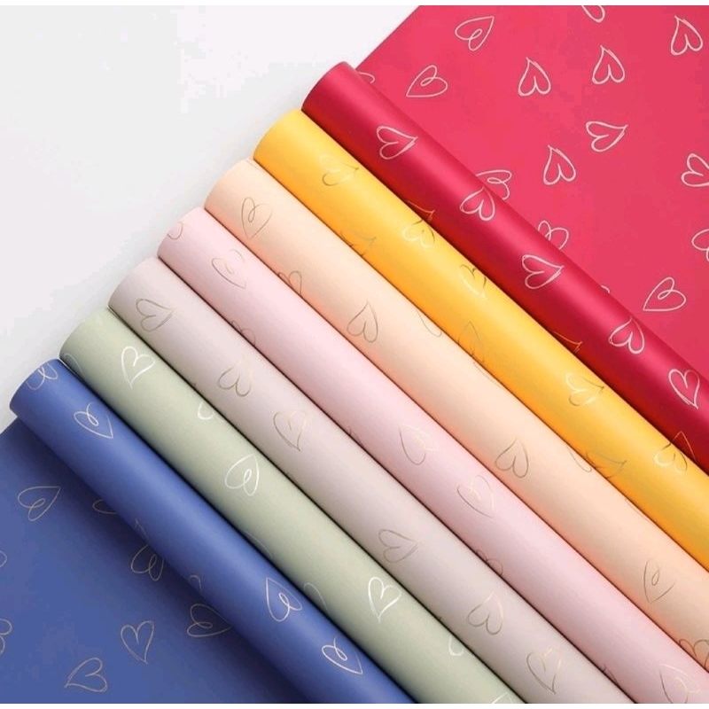 

kertas buket cellophane solid motif love flower wrapping P898