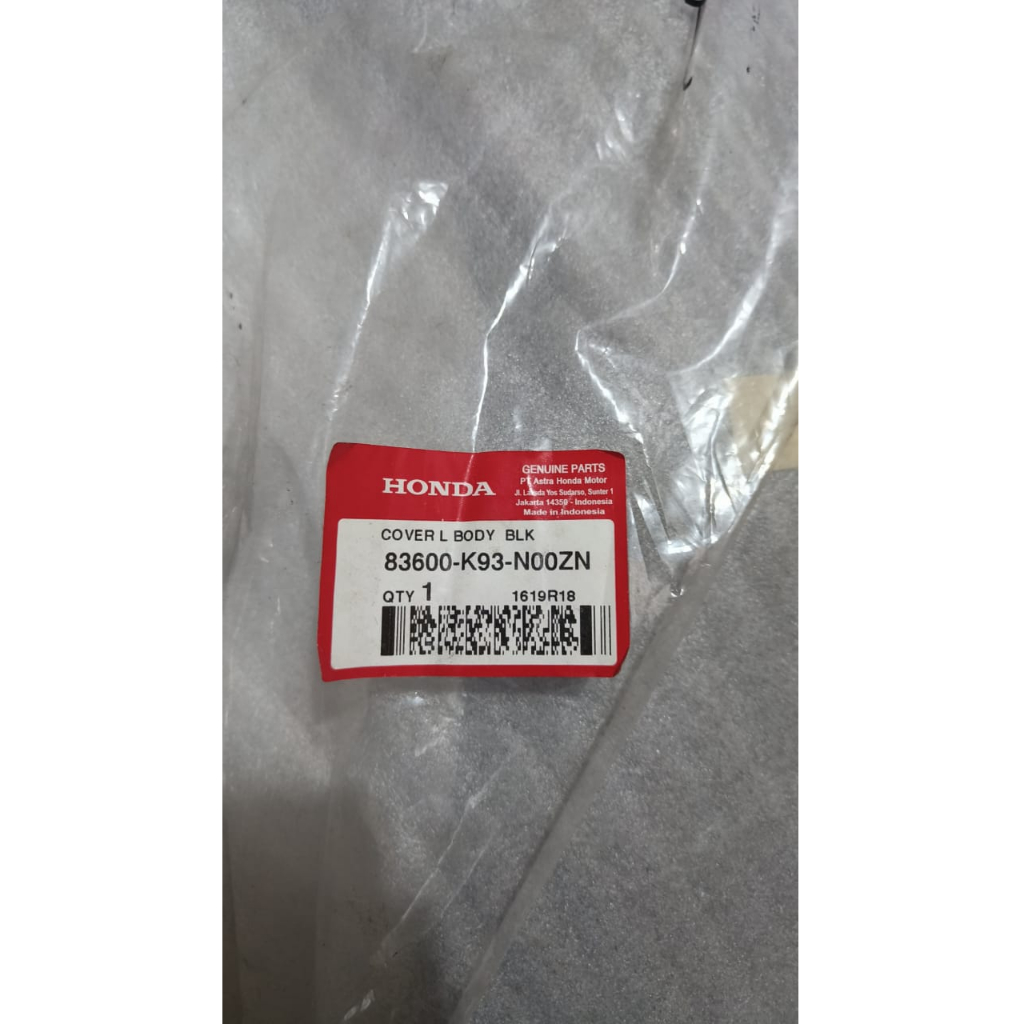 83600K93N00ZN Cover L KIRI  Body Black HITAM – Scoopy eSP K93 ORIGINAL ASLI AHM HONDA