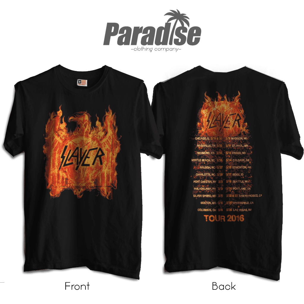 PARADISE Baju Kaos Band - Slayer Flaming Eagle 2016 tour