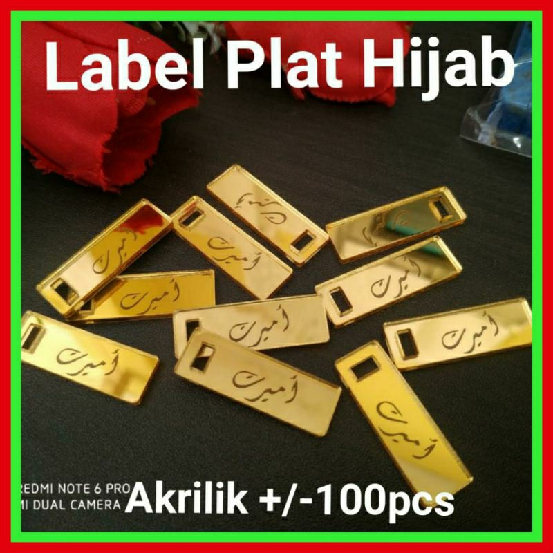 

Label Akrilik Custom lebel hijab Rose Gold Grafir 100pcs