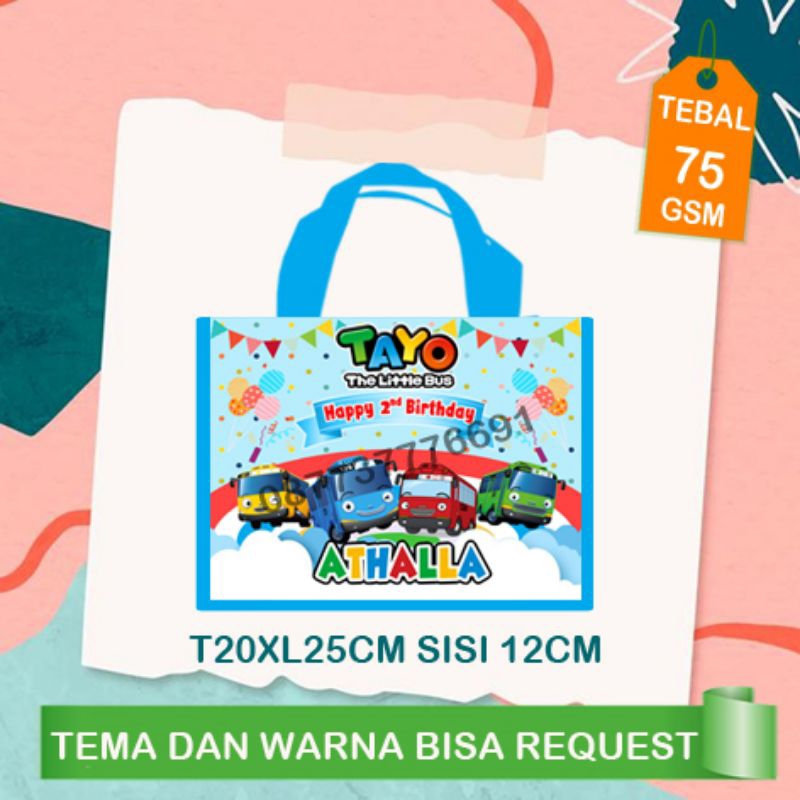 Goodie bag ultah custom karakter anak anak Tayo