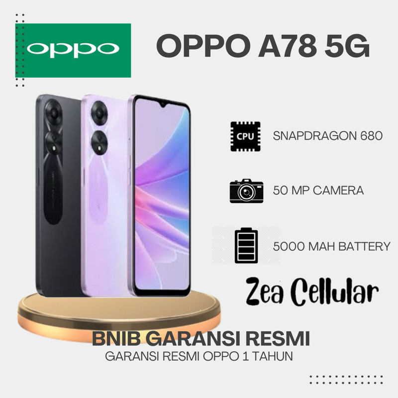 OPPO A78 5G 8GB/128GB Smartphone (Garansi Resmi)