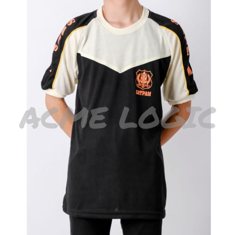 KAOS SATPAM KOMBINASI LENGAN PENDEK/KAOS SATPAM KOMBINASI CREAM TERBARU