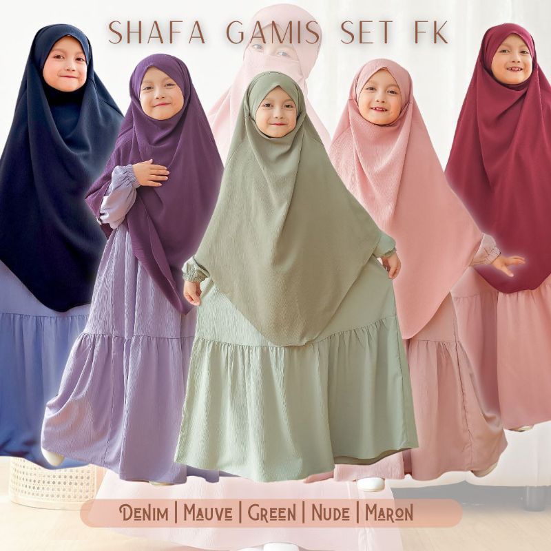 Shafa Dress Setelan Baju Gamis French Khimar anak by Umma