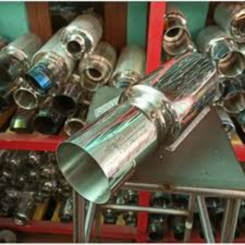 Suara bass halus/lunak Hi power stainless knalpot mobil racing sangat cocok untuk semua tipe mobil b