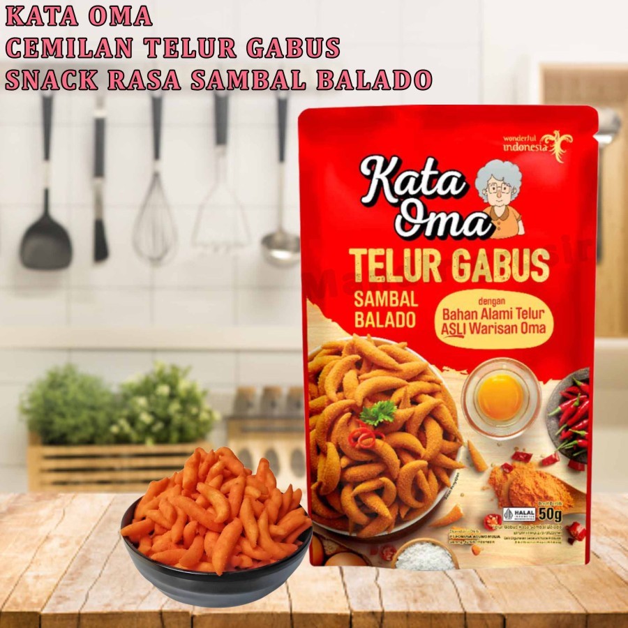 

Snack Telur Gabus * Kata Oma * Telur Gabus Rasa Sambal Balado * 50gr