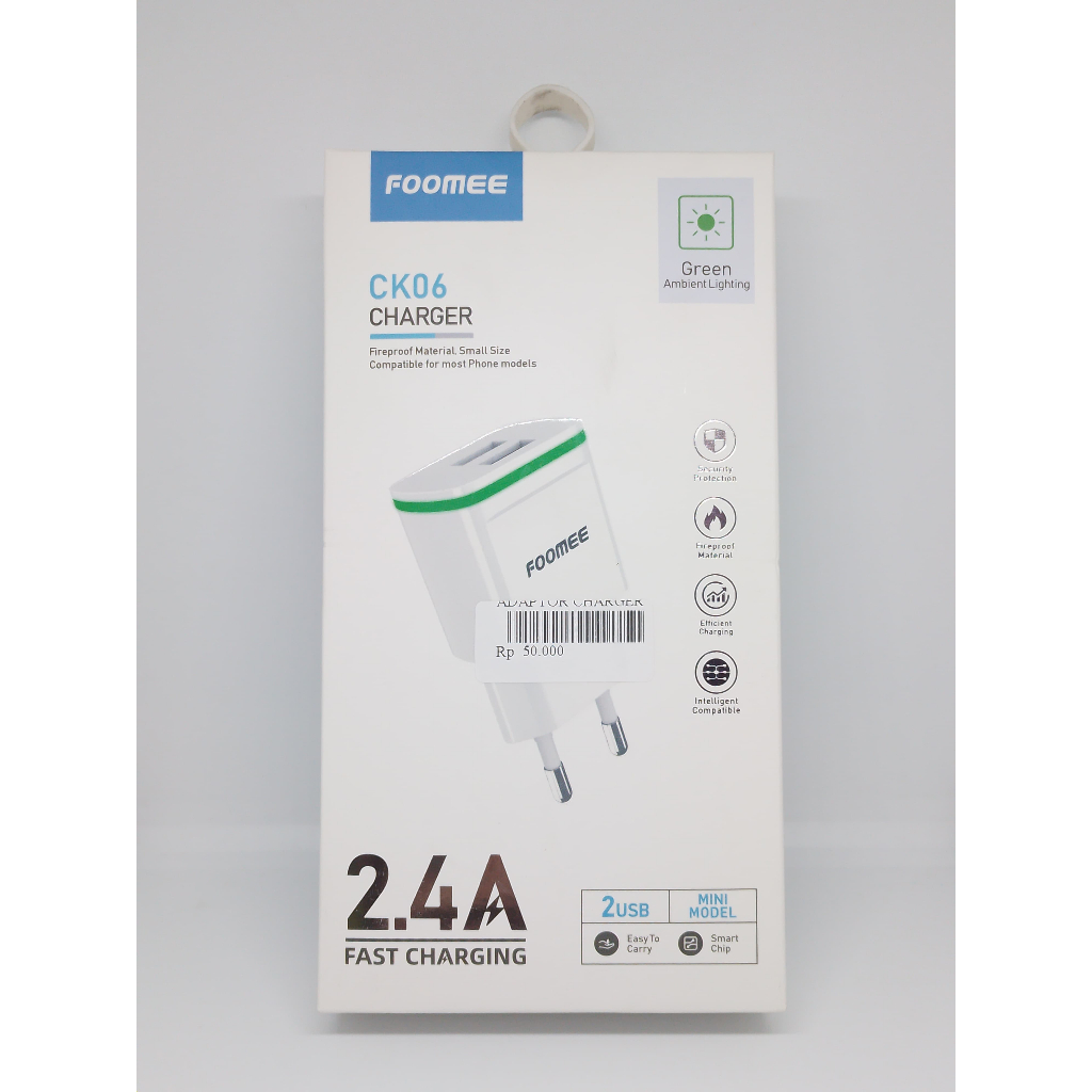 adaptor kepala foomee ck06 fast charging 2 usb