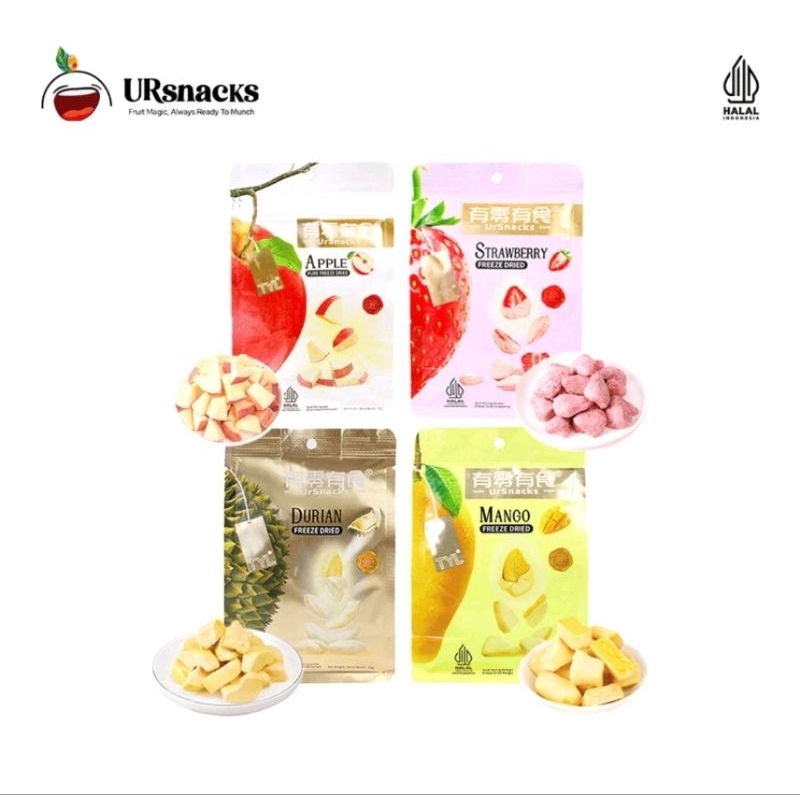 

URSNACKS Bundle of 4 - Freeze Dried Keripik sehat (Durian, Mango, Apple & Strawberry)