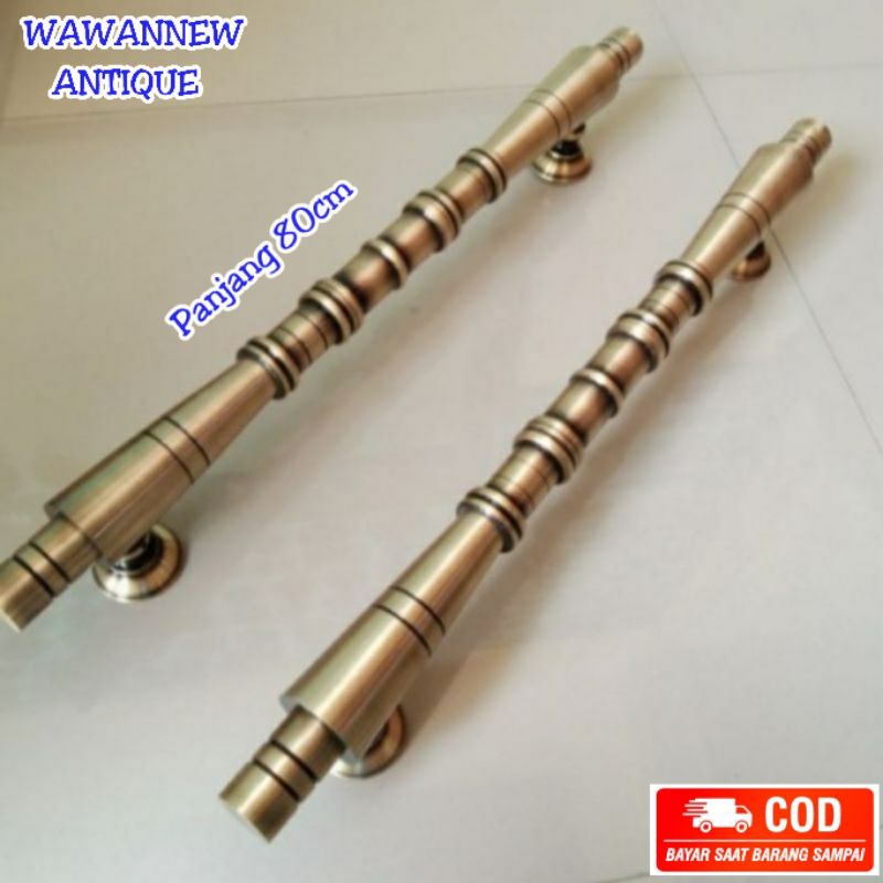 Handle Pintu / Gagang Pintu Rumah Pagar Kuningan Antik Motif Bambu 80cm