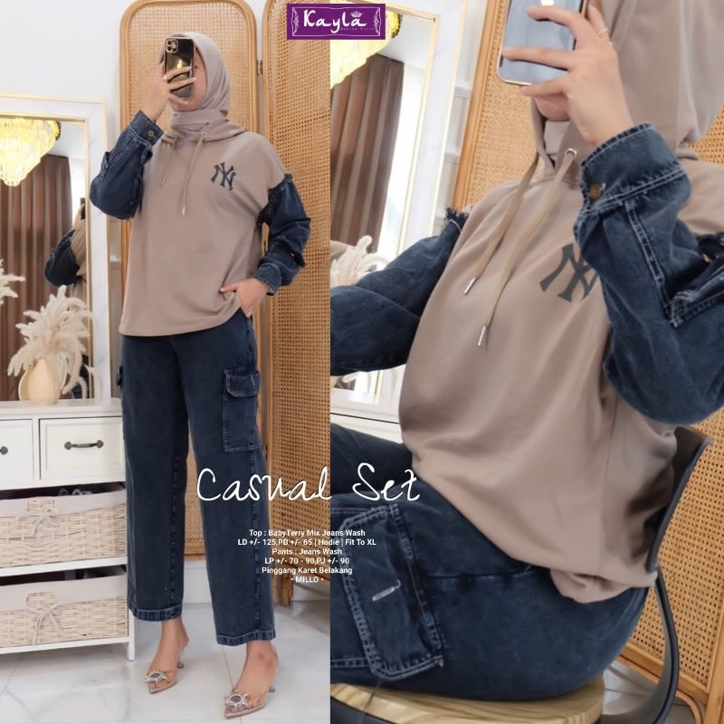 vicky set wanita marsela vest jeans kulot jeans kemeja jeans tunik jeans kemeja garis wanita xl xxl 