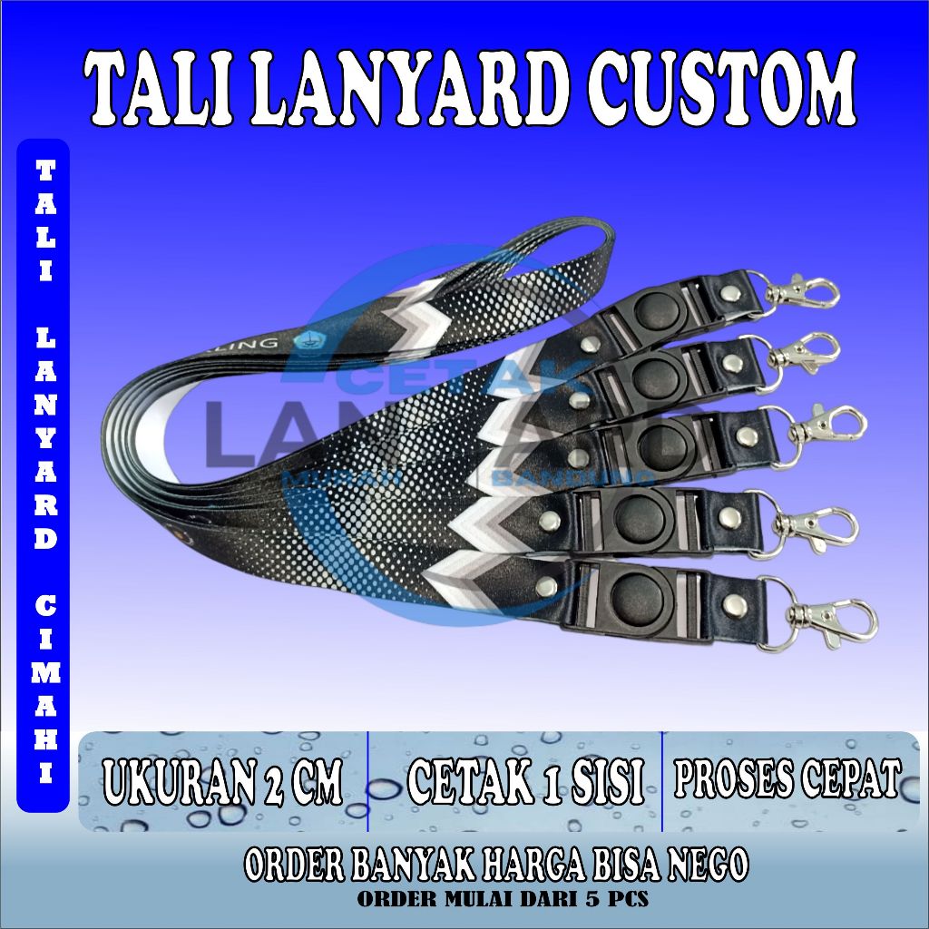 

CETAK LANYARD TALI ID CARD 2 CM 1 SISI/BAHAN TALI TISUE