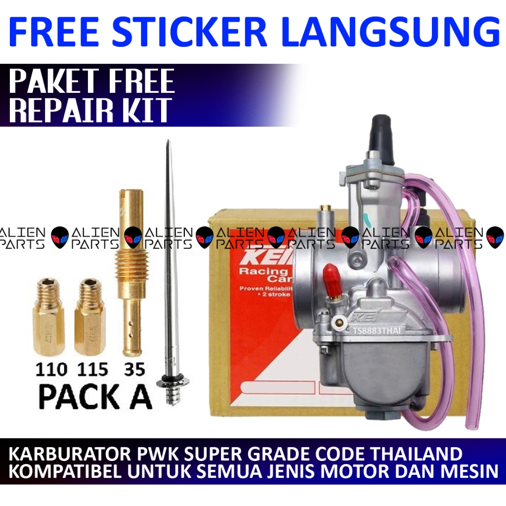 (BISA COD) KARBURATOR FULLSET PWK QAS 24 26 28 30 32 34 KARBU KR LENGKAP PJ MJ KARET PE SMASH SHOGUN