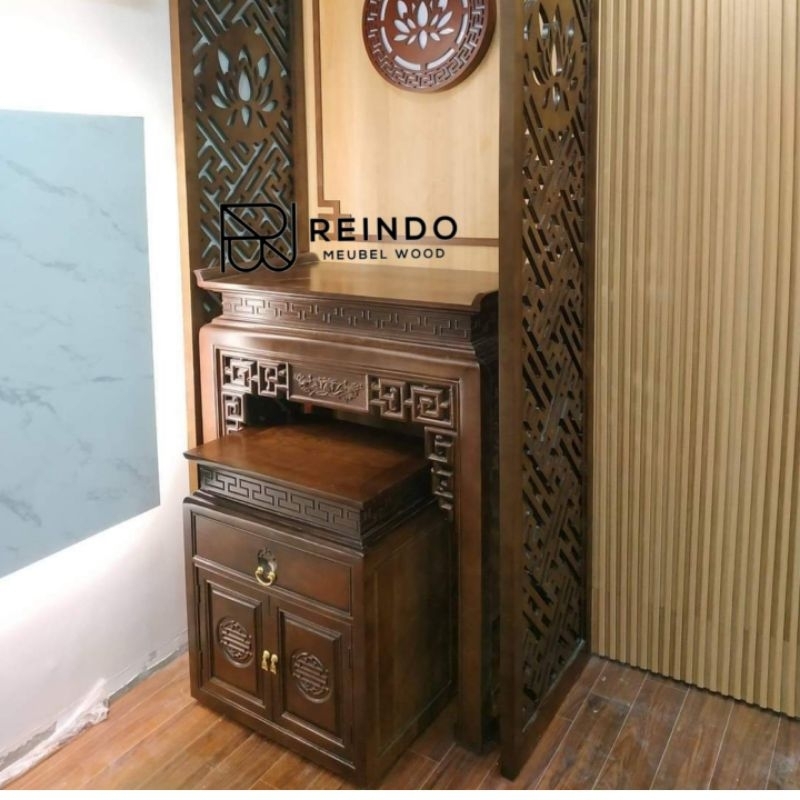 meja altar minimalis ukir jati meja altar jati perhutani meja altar kayu jati 06-RMW