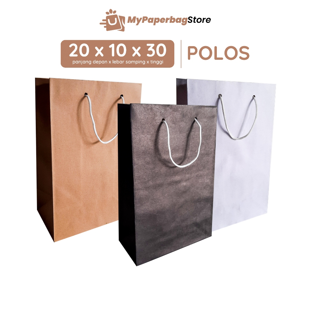 

Paperbag Polos Tas Kertas 20x10x30 Cokelat Putih Hitam / Tas Souvenir Paper Bag / Tas Belanja