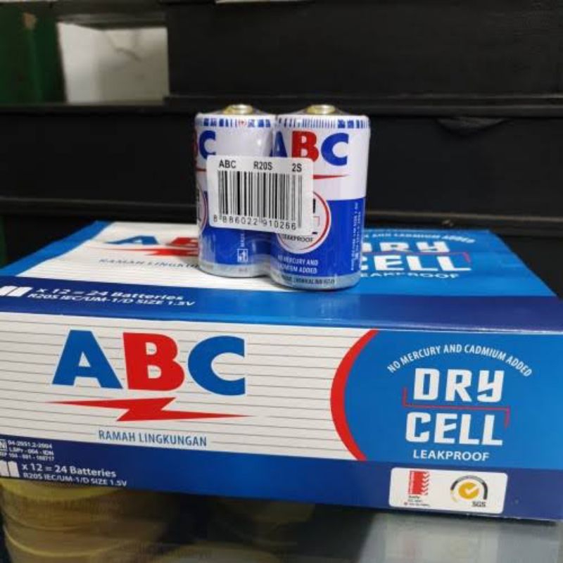 Baterai ABC R20 Biru Besar 2 Pcs Type D / Batrai ABC R20 Besar / Baterai ABC Type D Biru Murah