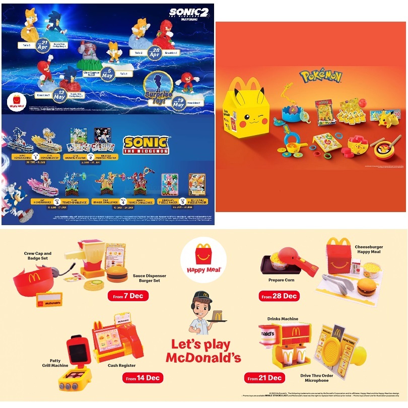 Aneka Set Komplit Happy Meal Meals McD McDonald McDonalds McDonald's Mainan Anak Hadiah Tom Kucing C