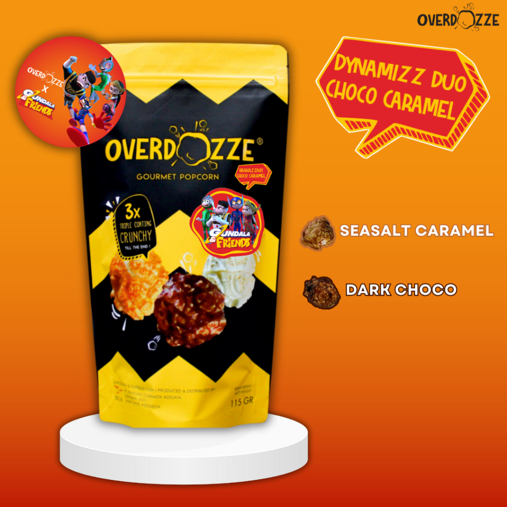 

Overdozze Gourmet Popcorn X Gundala & Friends- Rasa Seasalt Caramel & Dark Choco