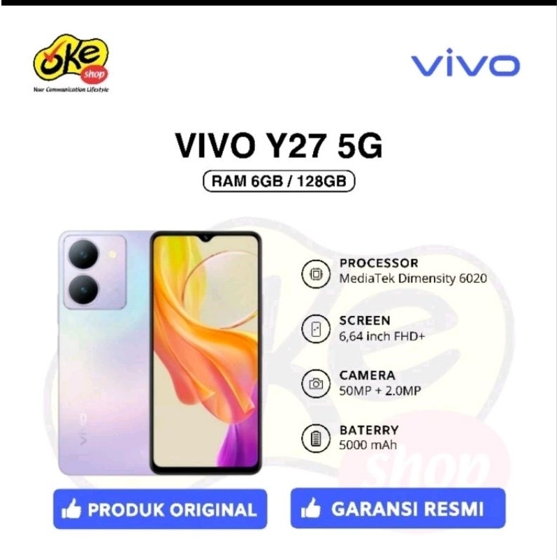 Vivo Y27 5G (RAM 6GB/128GB) - Garansi Resmi 1 Tahun