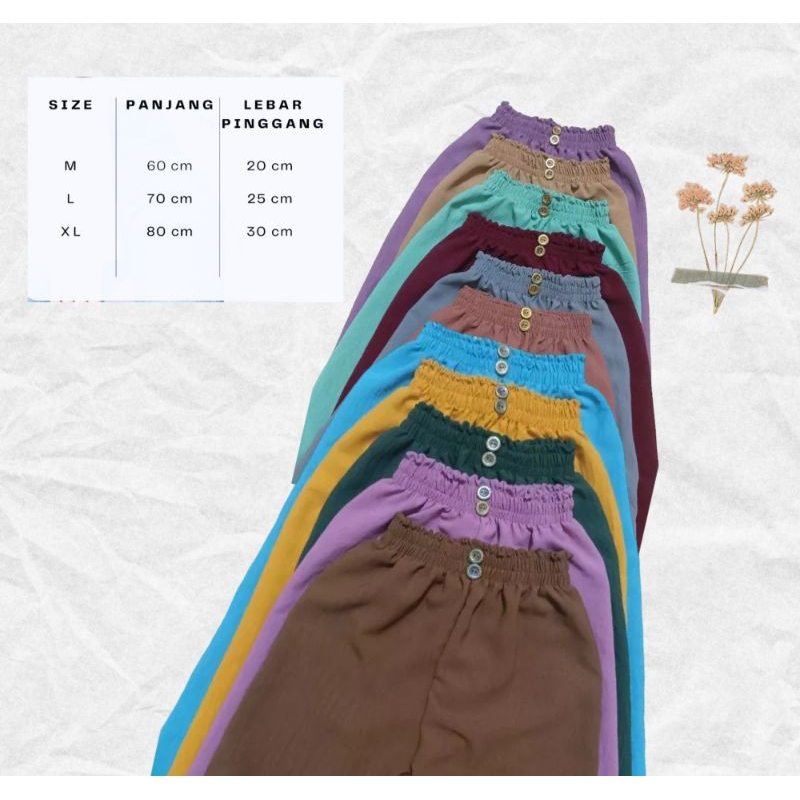 Kulot Anak Kancing /CELANA KULOT ANAK CRINKLE / POLOS / CELANA PANJANG ANAK PEREMPUAN / CELANA KULOT