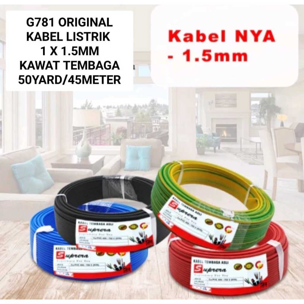 G781 ORIGINAL KABEL LISTRIK  1 X 1.5MM KAWAT TEMBAGA 50YARD / 45METER ROL ROLL SPEAKER CABLE ORI
