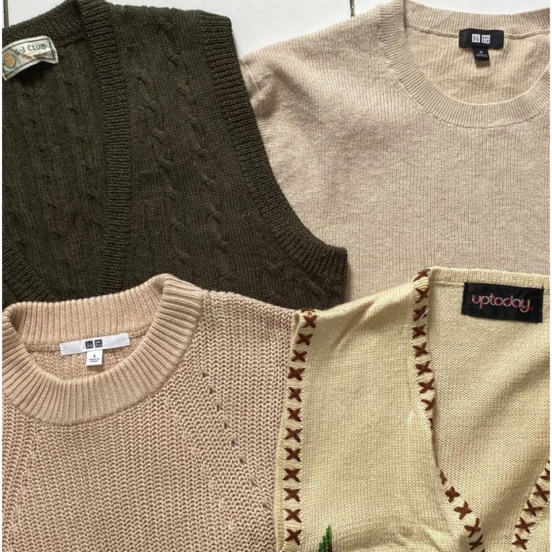UNIQLO Vest Knit Rajut CABLE ADEM Lembut Kepang