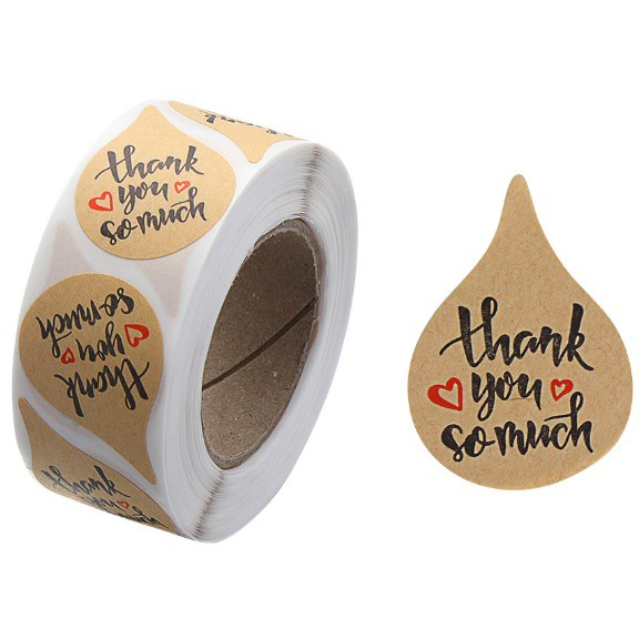 

TQD05 Per Pcs Sticker Label Logo Tempel Thank You So Much Kraft Black Drop Seal Kemasan Packing
