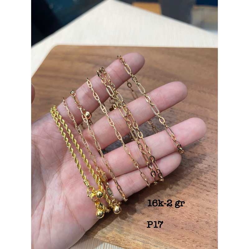 Gelang emas rantai tambang & nori slip rosegold & gold 16k