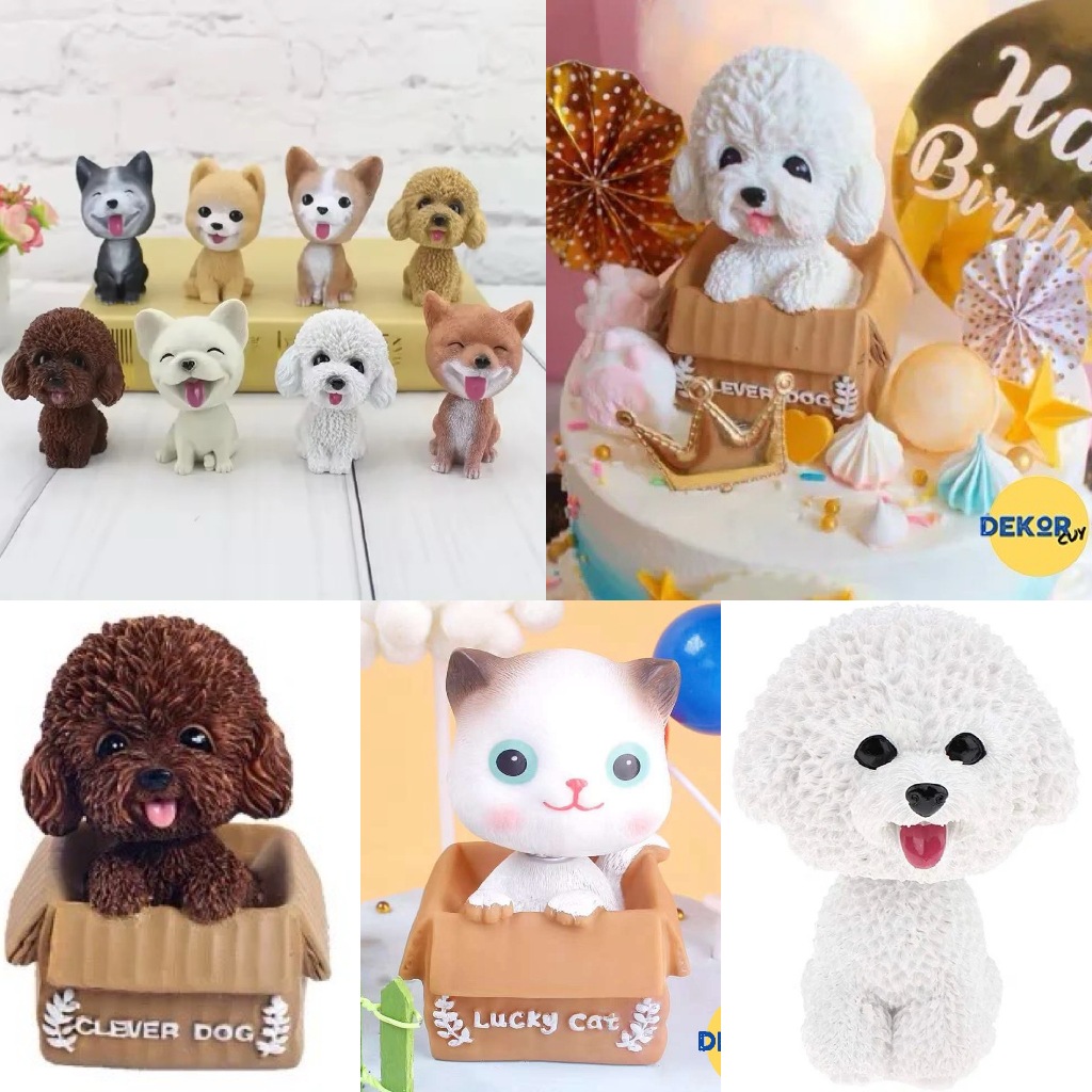 

CAKE TOPPER BENTUK FIGURE HEWAN PELIHARAAN PET ANJING PUPPY POODLE KUCING CAT / Hiasan Kue Ulang Tahun / Aksesoris Kue Ulang Tahun