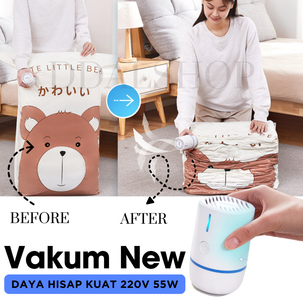 Vakum Baju Vacum Bag Pakaian Traveling Elektrik Tas Penyimpanan Listrik 220V 55W