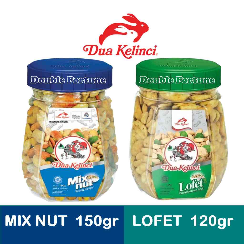 

DUA KELINCI KACANG TOPLES , MIX NUT KACANG CAMPUR 150gr, LOFET KACANG RASA DAUN JERUK 120gr