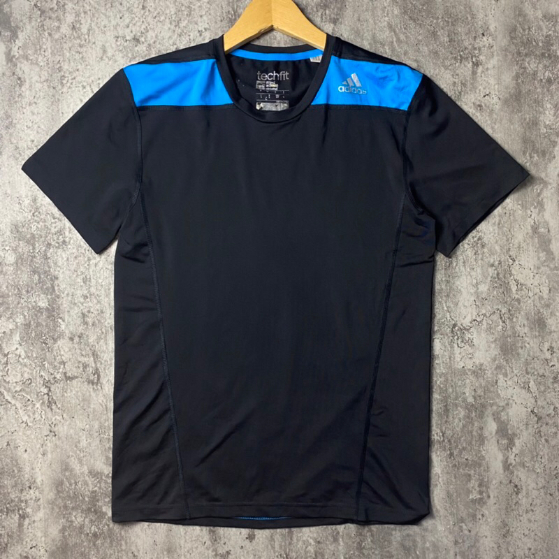 Adidas Baju Kaos Olahraga Pria Dry Fit Sport Hitam Biru