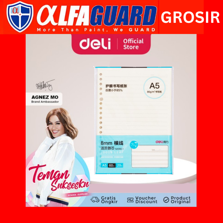 

Deli Notebook Refill / Kertas Isi Ulang Binder A5 isi 60 lembar 80GSM NA560-1