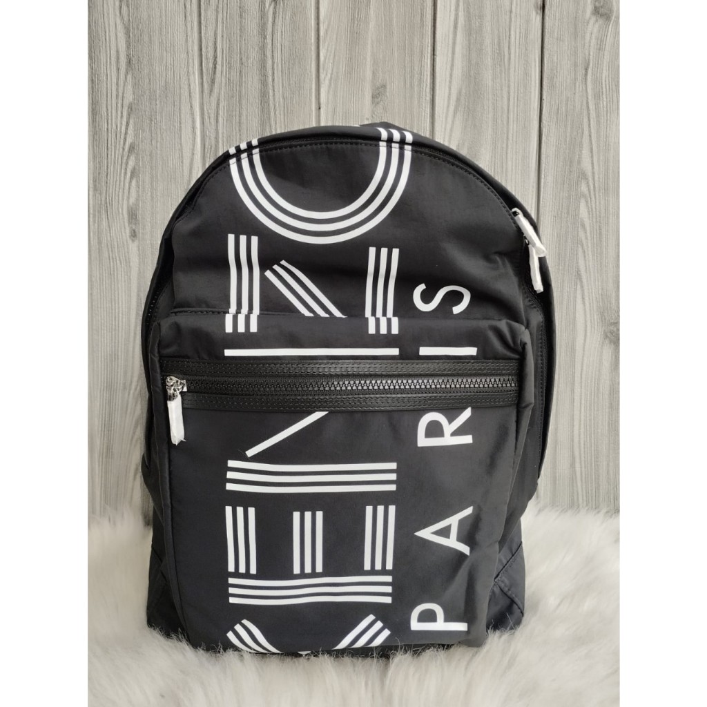 TAS BRANDED  Backpack Logo Print Nylon Black