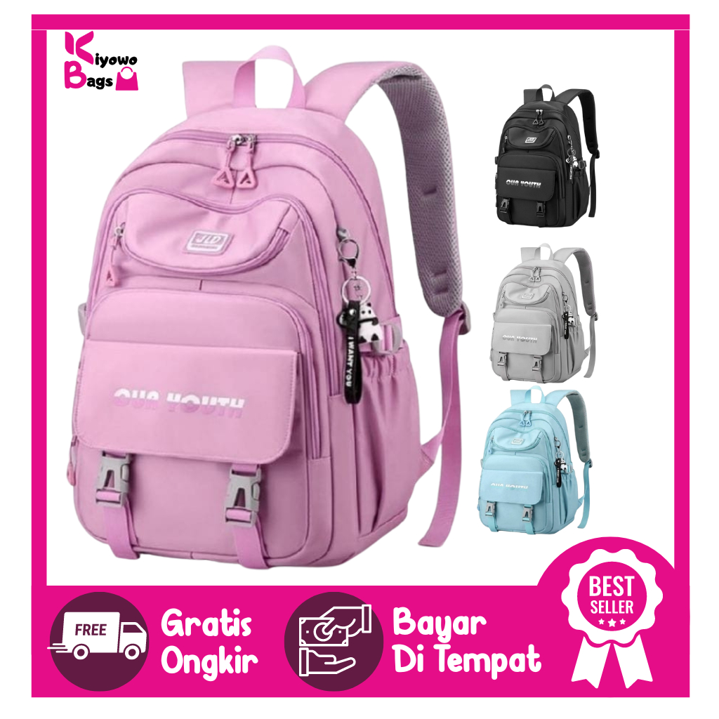[KIYOWO] Tas Ransel Sekolah Laki-laki Wanita OUR YOUTH Fashion - Tas sekolah anak SD SMP Unisex