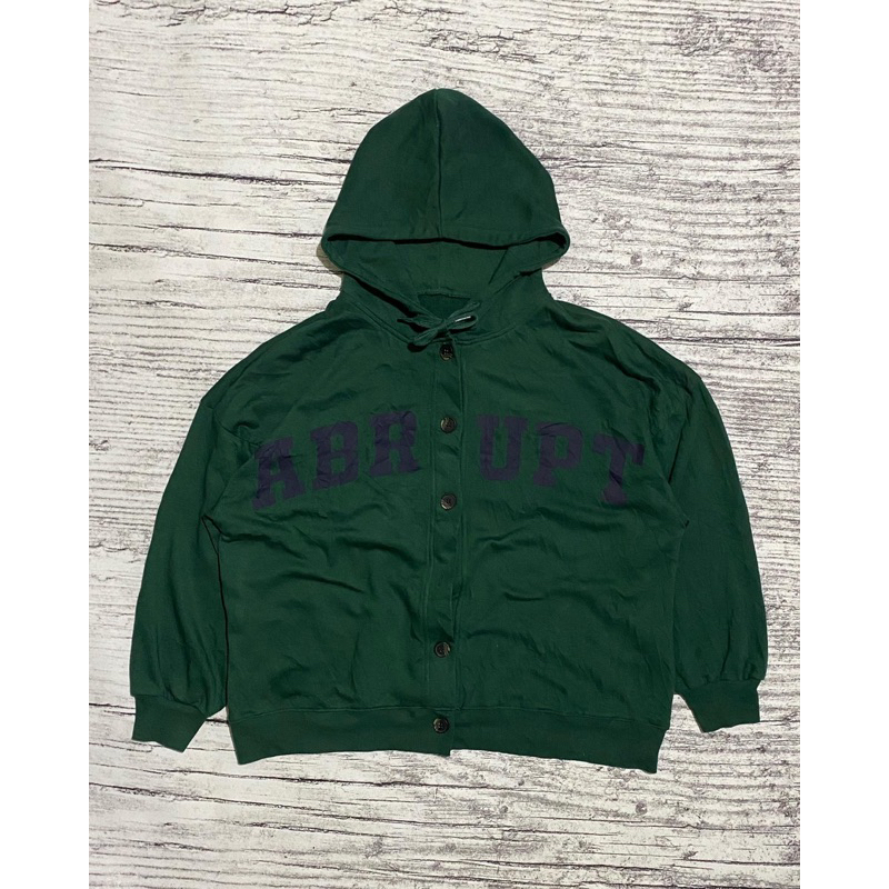 Hoodie sweater Oversize Crop boxy kancing ABRUPT unik jotol second