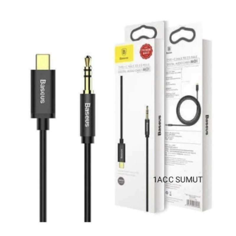 BASEUS ORIGINAL M01 YIVEN TIPE C MALE TO 3.5 MM MALE KABEL JACK AUDIO CONVERTER KABEL TIPE C