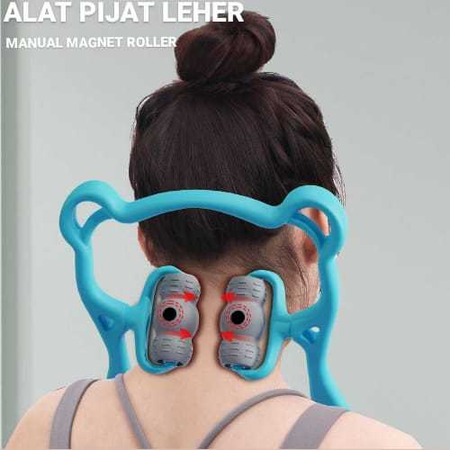 ALAT PIJAT LEHER KAKI MANUAL PIJAT LEHER MANUAL MAGNET ROLLER 6 ROLLER NECK MASSAGER