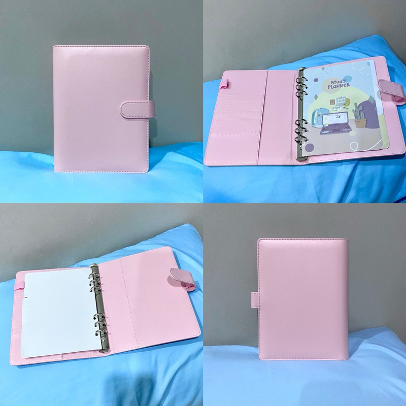 

FREE DIVIDERS✨ A5 premium leather binder 6 rings - pink LIKE NEW