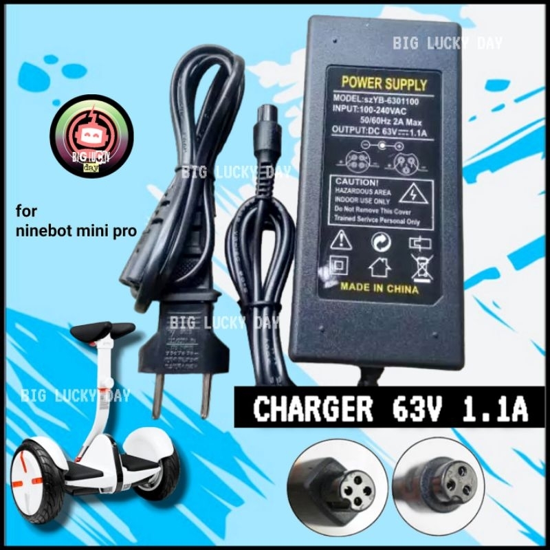 CHARGER 63V 1.1A NINEBOT MINI PRO 3 LUBANG / 4 LUBANG CAS CASAN SCOOTER BALANCE WHEELS 63VOLT ADAPTE
