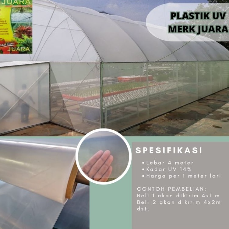 ART W84P Ecer Plastik UV Film  Plastik Green House lebar 4 meter tebal 2 micron per meter