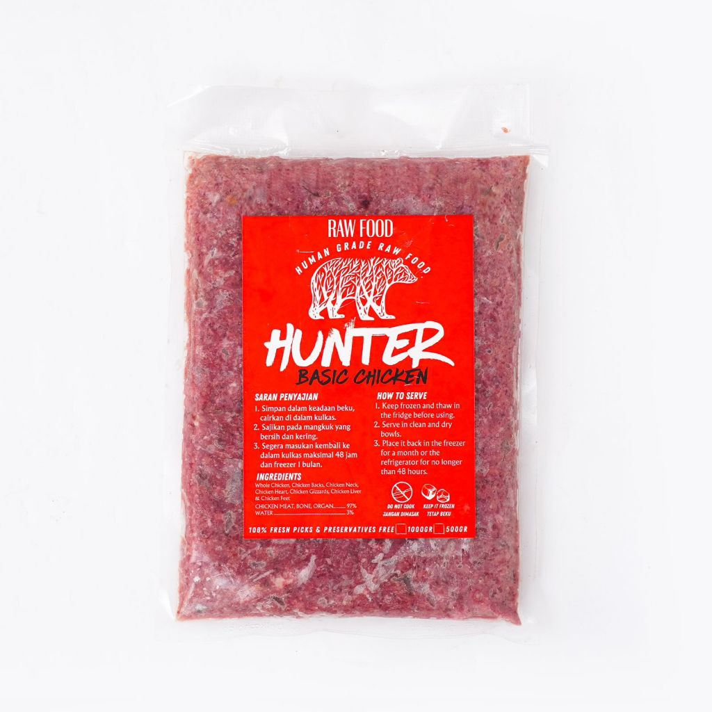 Hunter Raw Food | DAGING AYAM GILING (RAW FOOD)500gr- BASIC CHICKEN | Makanan hewan Murah|Dog Food |