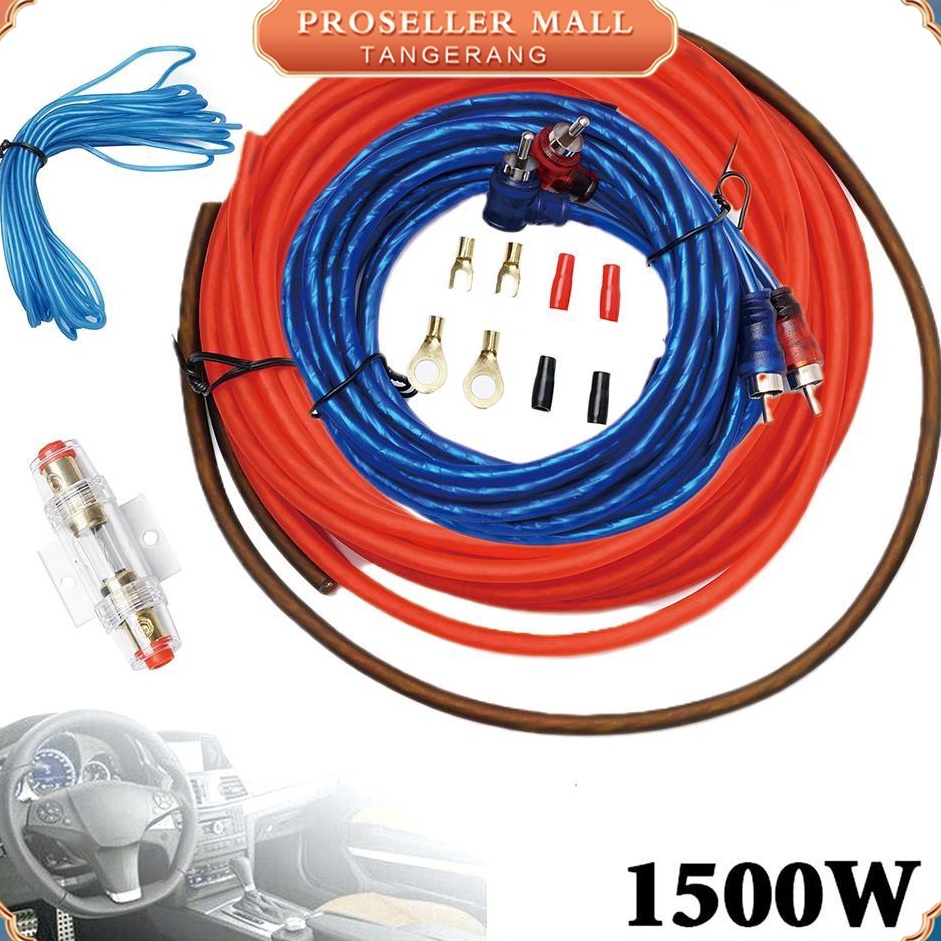 CR Kabel Listrik Subwoofer Speaker Audio Mobil Kawat Pengkabelan Kabel Amplifier Instalasi Kabel RCA Kabel Listrik Fuse Kit