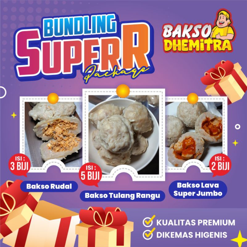 

Baso/Bakso Daging Sapi Paket Bundling Super isi 3 bungkus varian berbeda